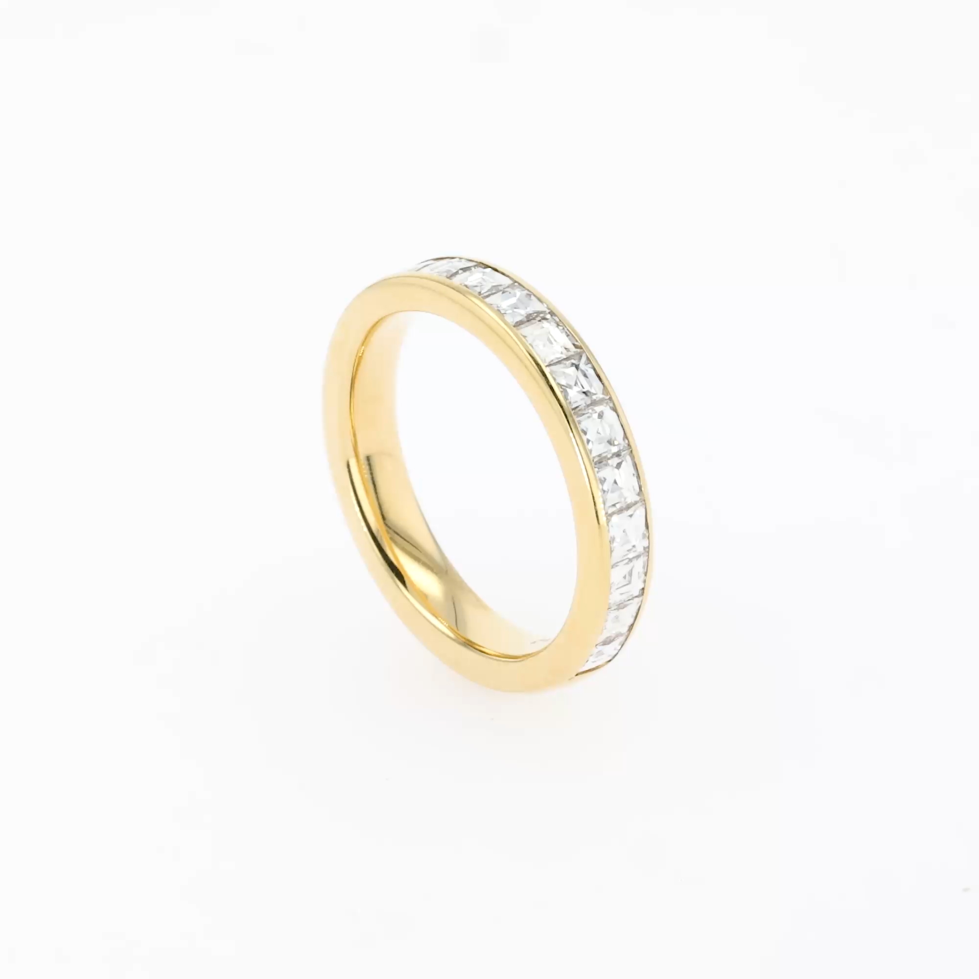 French Cut Diamond Half Eternity Ring 1.16ct in 18ct Yellow Gold