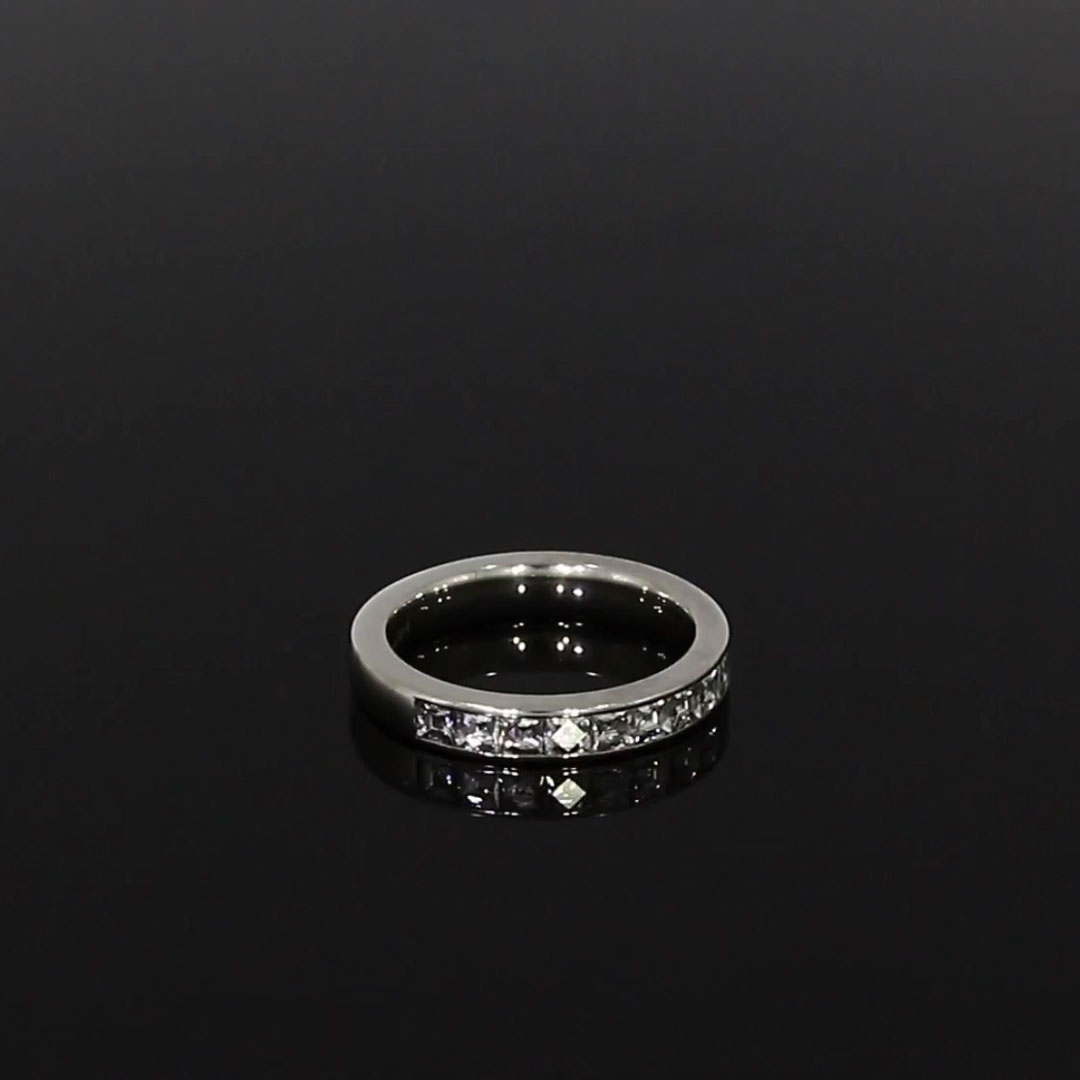 French Cut Diamond Half Eternity Ring<br /> 1.16CT in Platinum