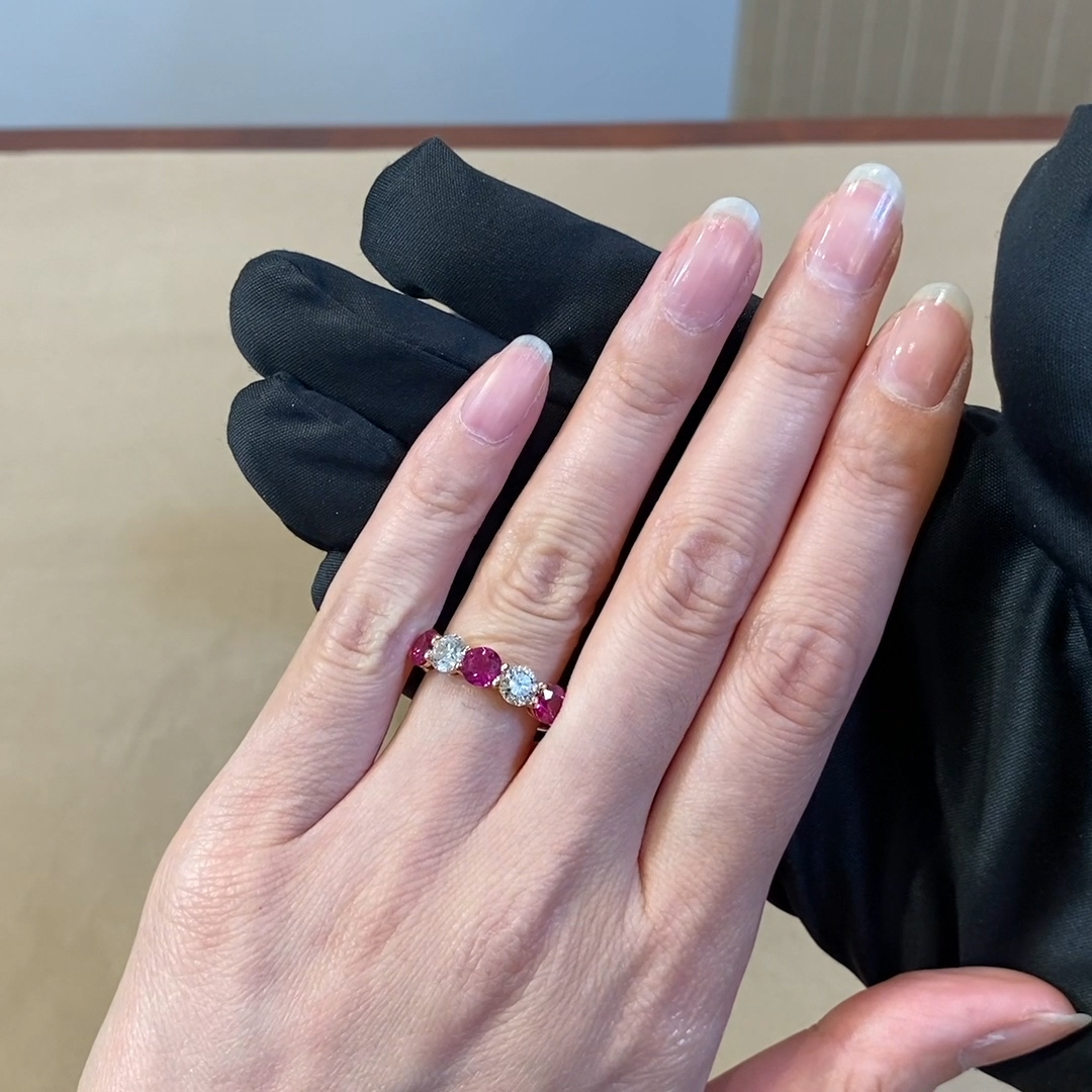 Five Stone Ruby and Diamond Ring 2.50ct in 18ct Rose Gold