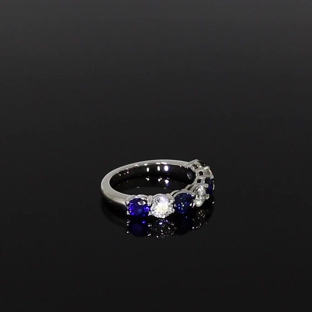 Seven Stone Sapphire and Diamond Ring  2.10ct in Platinum