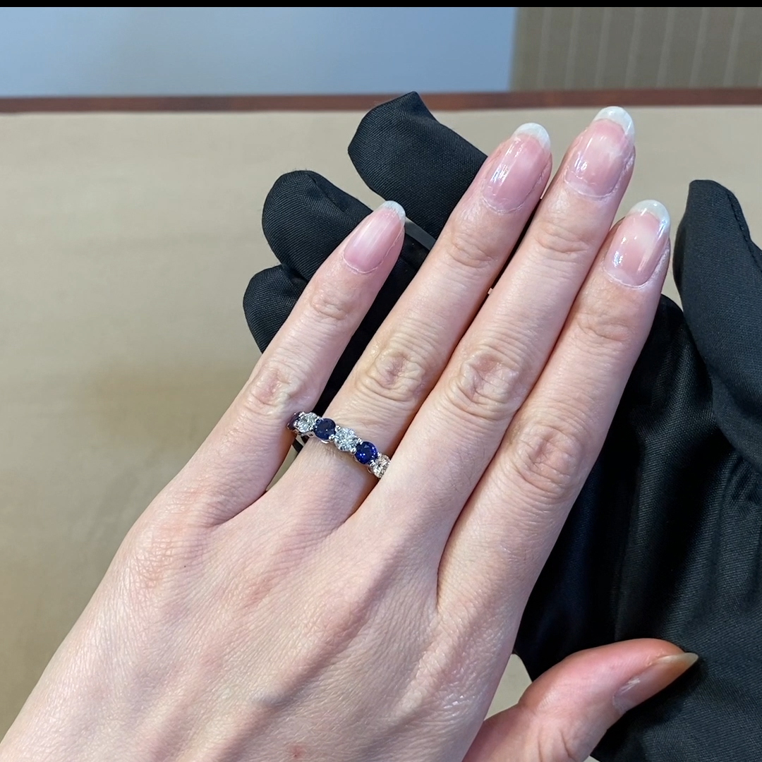 Seven Stone Sapphire and Diamond Ring  2.10ct in Platinum