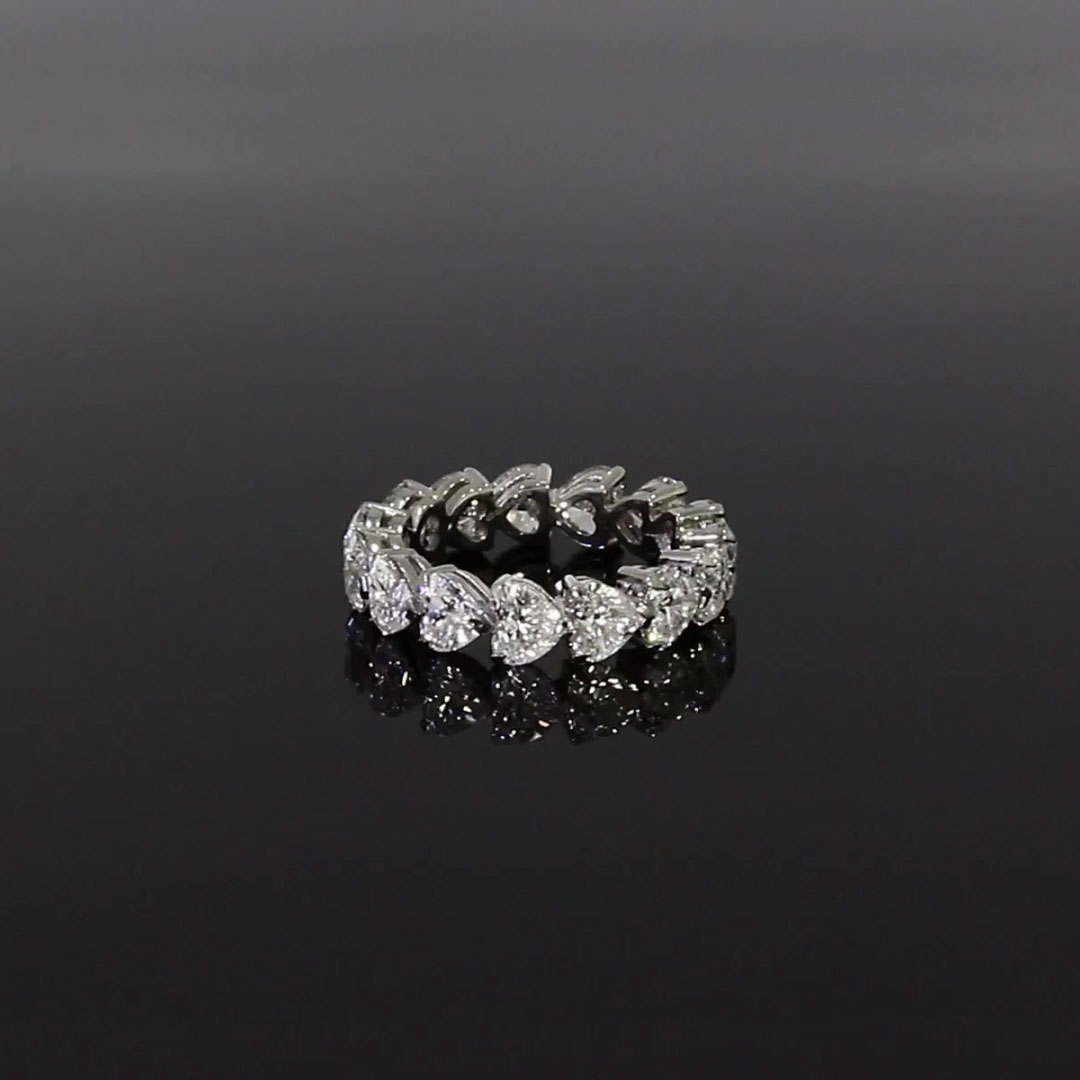 Heart Shaped Diamond Full Eternity Ring 6.45ct in Platinum