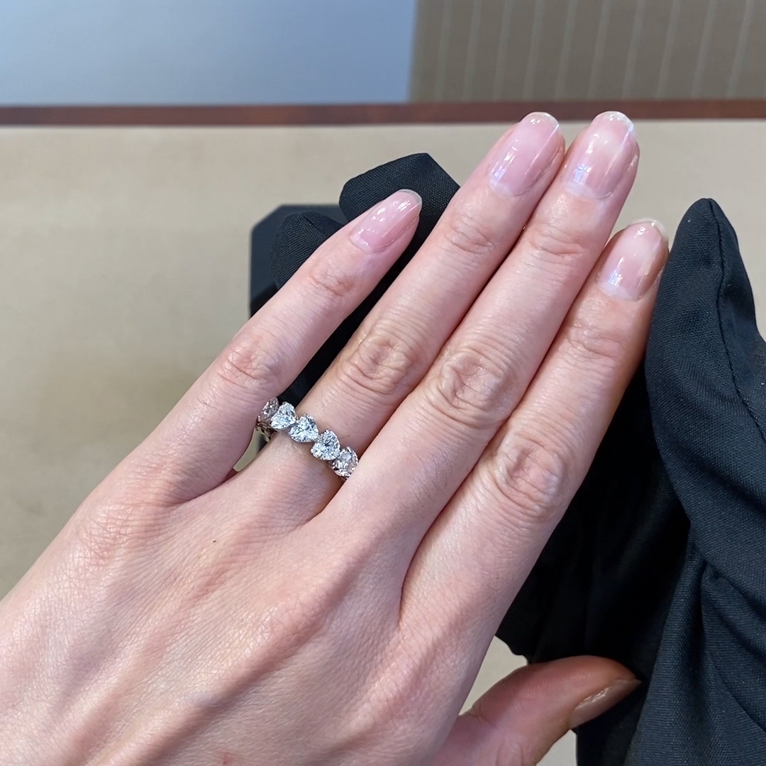 Heart Shaped Diamond Full Eternity Ring 6.45ct in Platinum