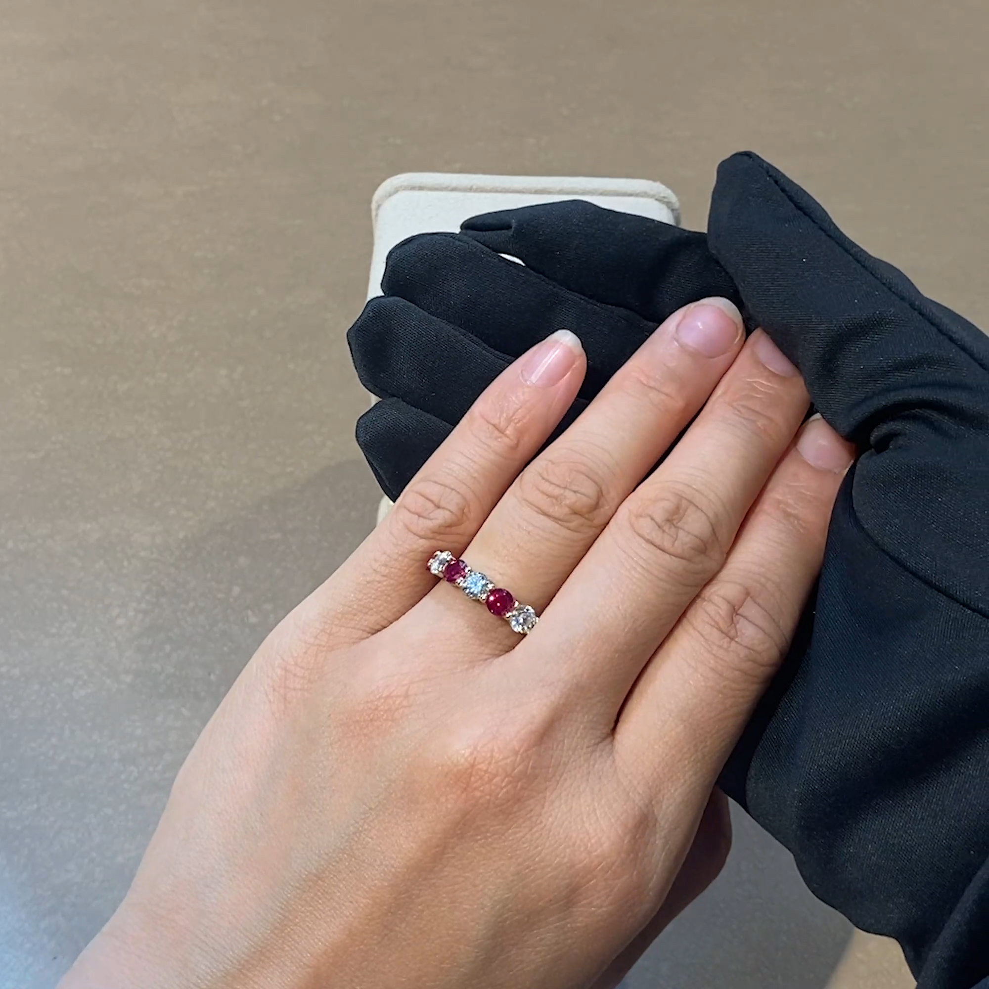 Ruby and Diamond Seven Stone Eternity Ring 2.10cts in 18ct Yellow Gold