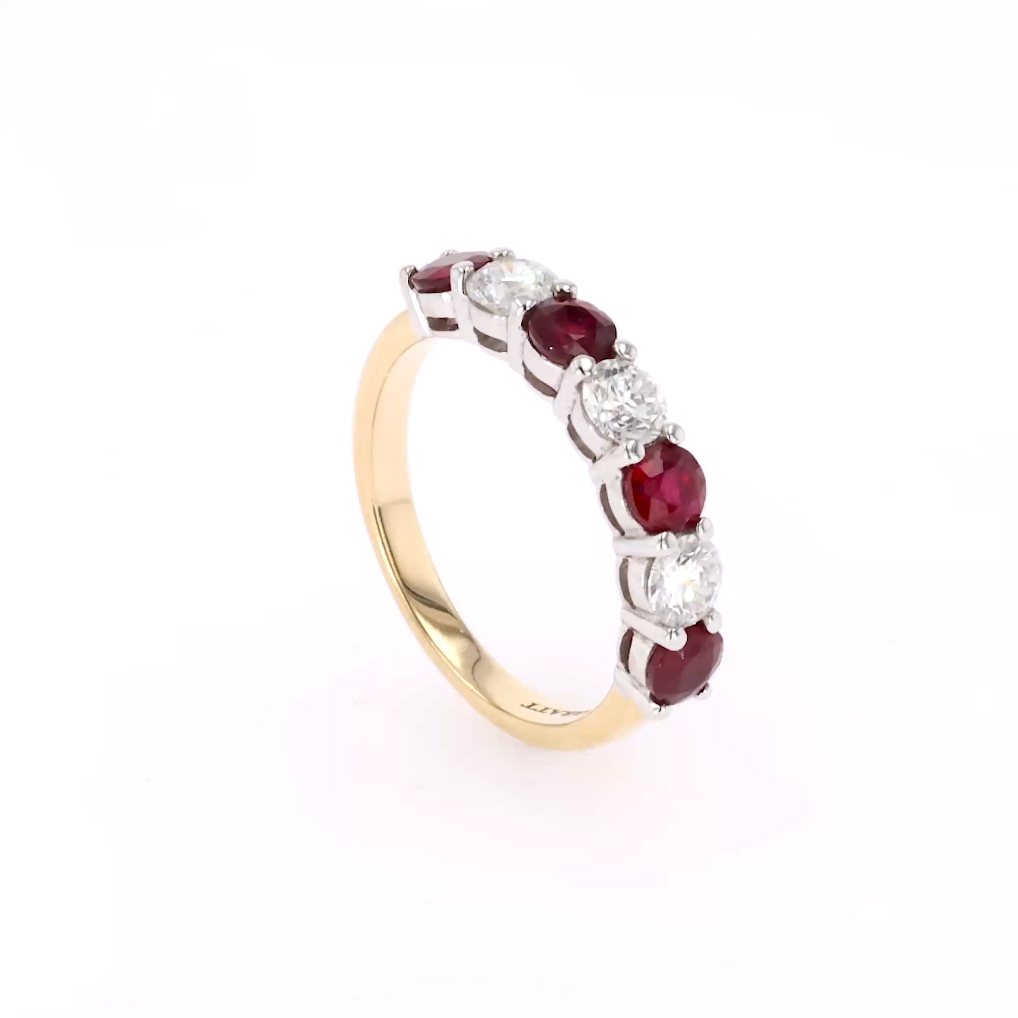Diamond and Ruby Eternity Ring in 18ct Yellow and White Gold