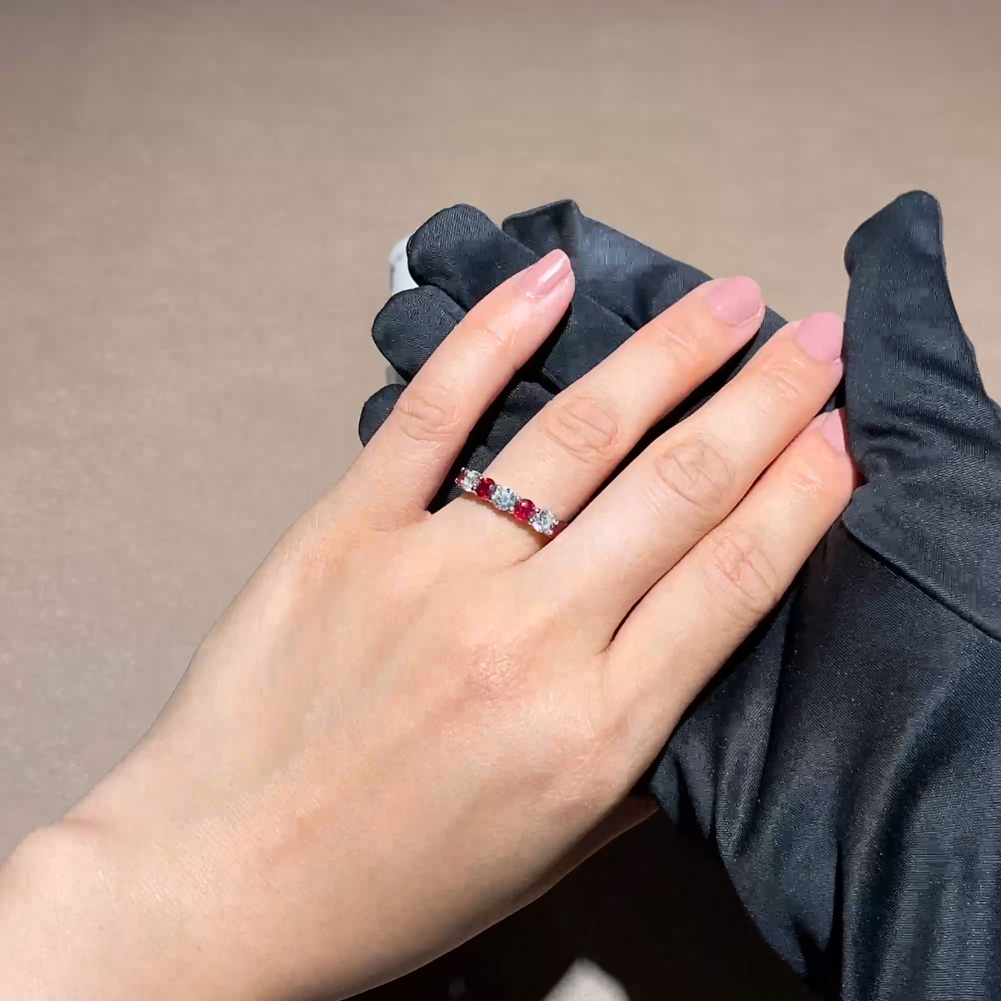 Diamond and Ruby Eternity Ring in 18ct Yellow and White Gold