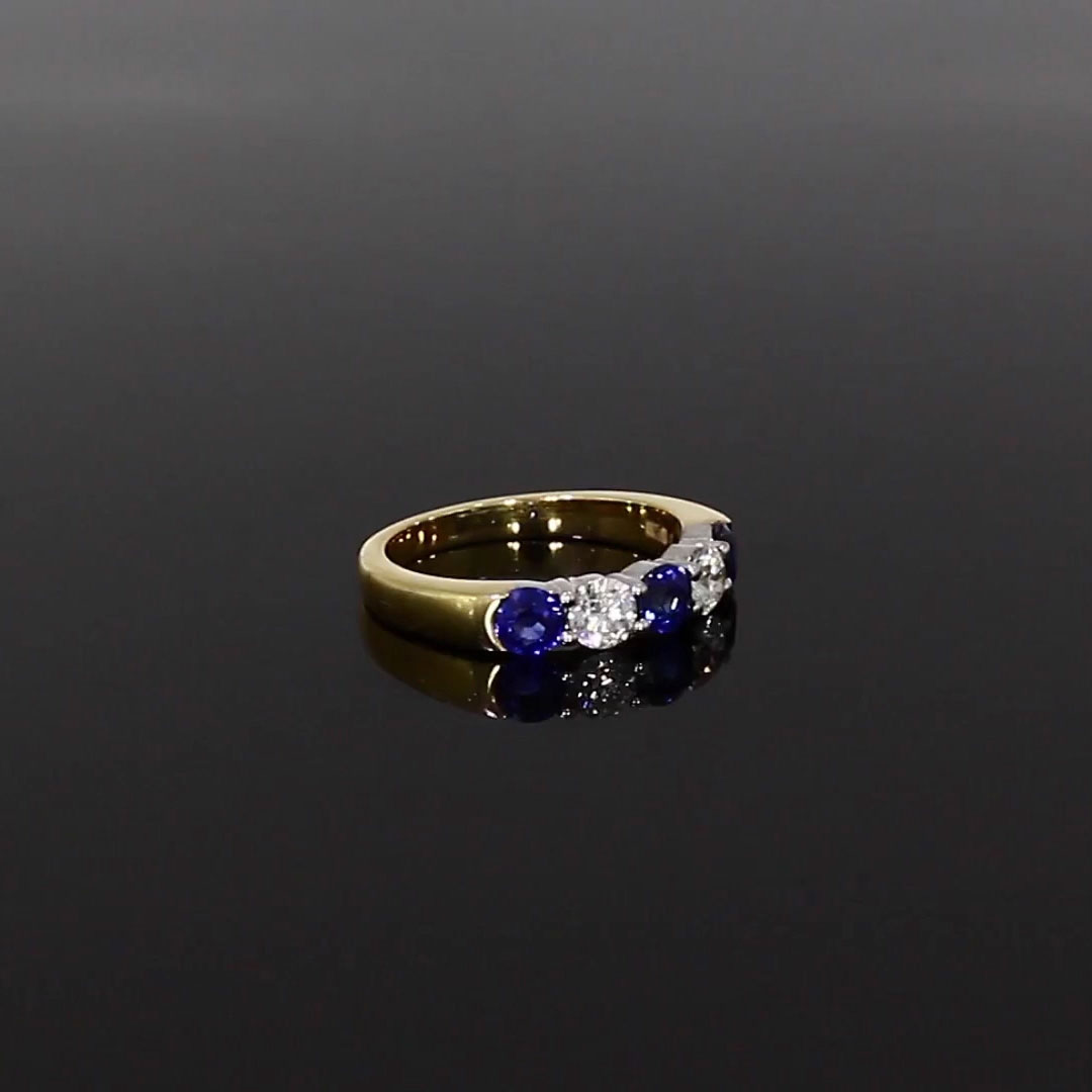 Brilliant Cut Sapphire and Diamond Ring 1.56ct in 18ct Yellow Gold