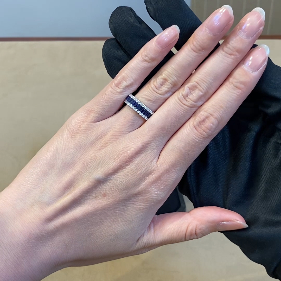 Sapphire and Diamond Eternity Ring 1.79ct in 18ct White Gold