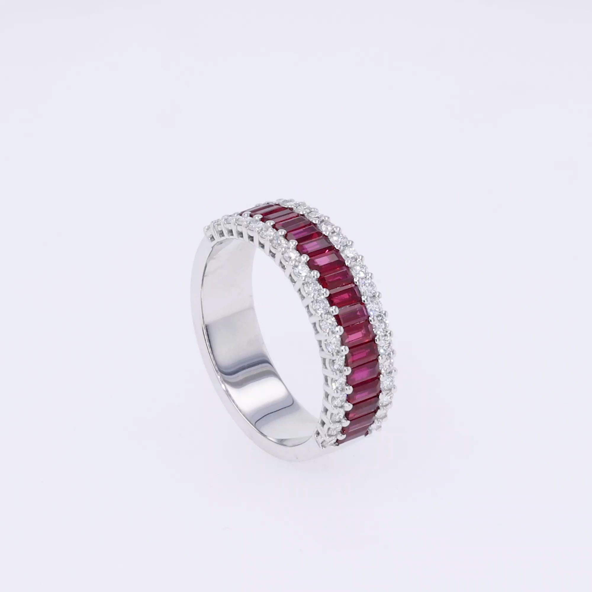 Ruby and Diamond Eternity Ring 1.51ct in 18ct White Gold