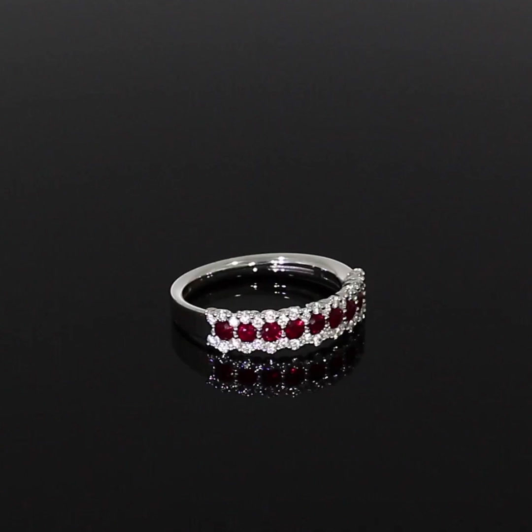 Ruby and Diamond Eternity Ring<br /> 0.86CT in 18CT White Gold