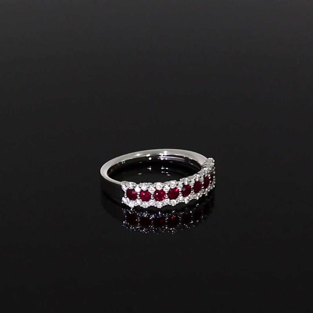 Ruby and Diamond Eternity Ring 0.82ct in 18ct White Gold