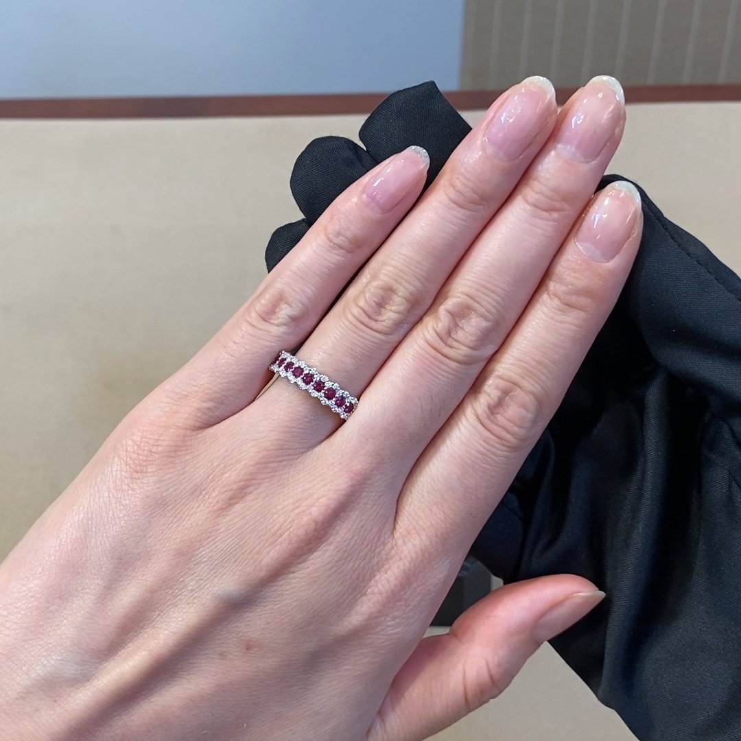 Ruby and Diamond Eternity Ring 0.82ct in 18ct White Gold