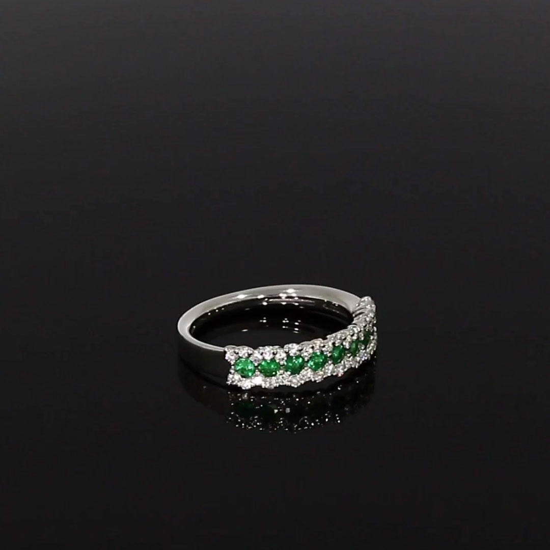 Emerald and Diamond Eternity Ring 0.69ct in 18ct White Gold