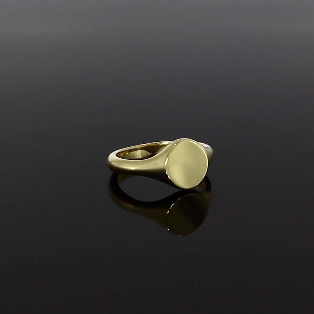 Oval Signet Ring 10x9mm in 18ct Yellow Gold