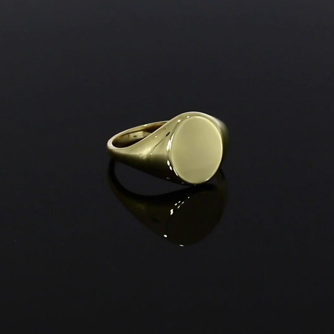 Oval Signet Ring 11x10mm in 18ct Yellow Gold