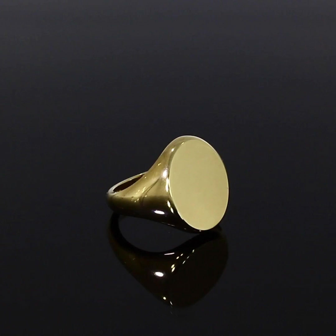 Oval Signet Ring 19x15mm in 18ct Yellow Gold