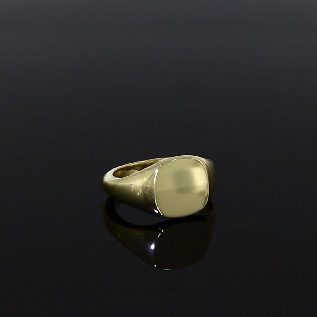 Plain Cushion Signet Ring in 18ct Yellow Gold