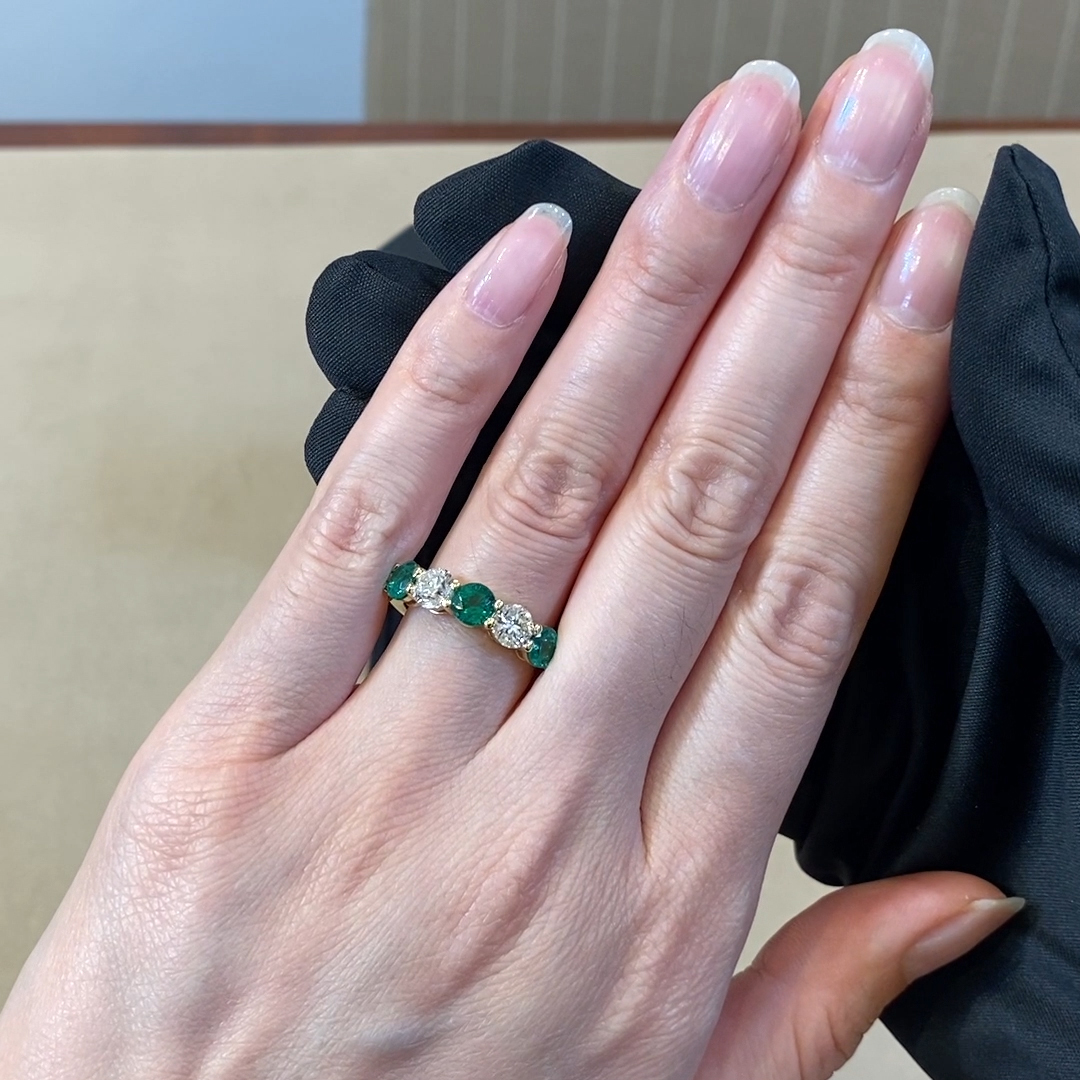 Five Stone Emerald and Diamond Ring 2.50ct in 18ct Yellow Gold