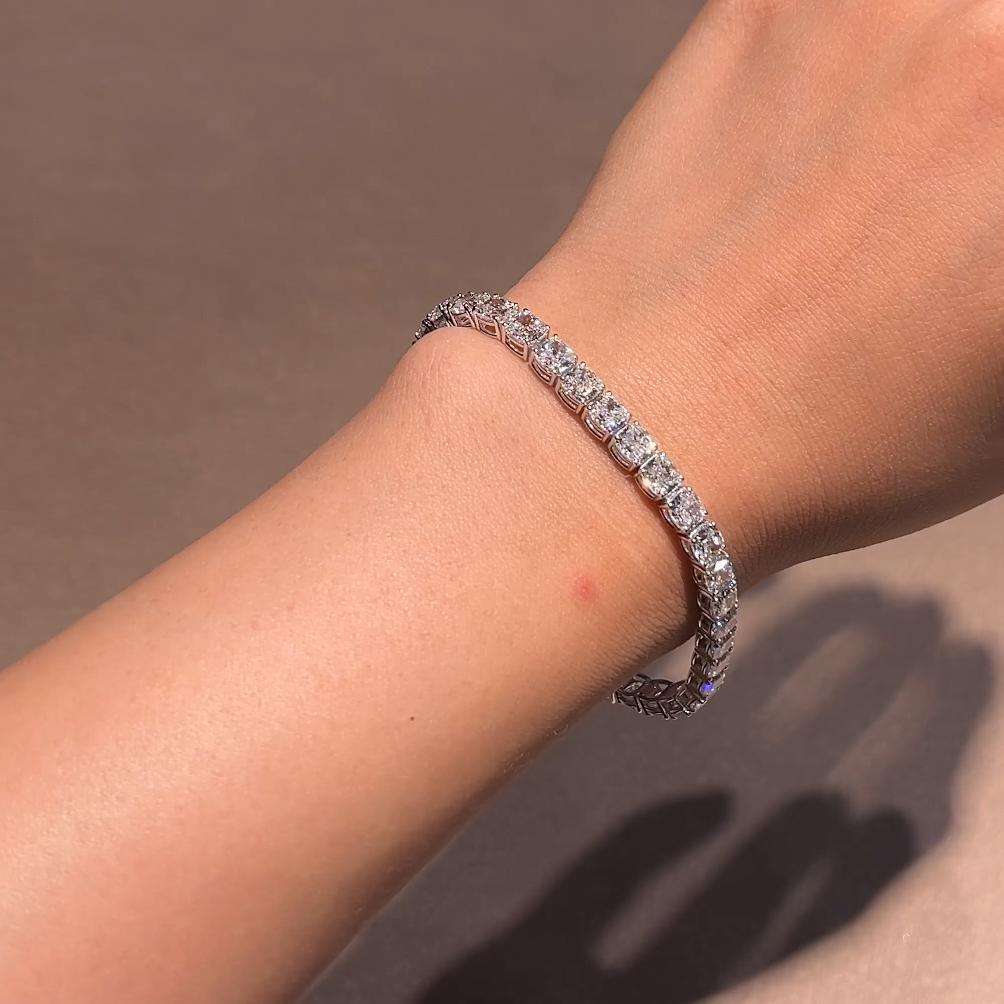 Cushion Cut 20.15ct Diamond Line Bracelet in 18ct White Gold