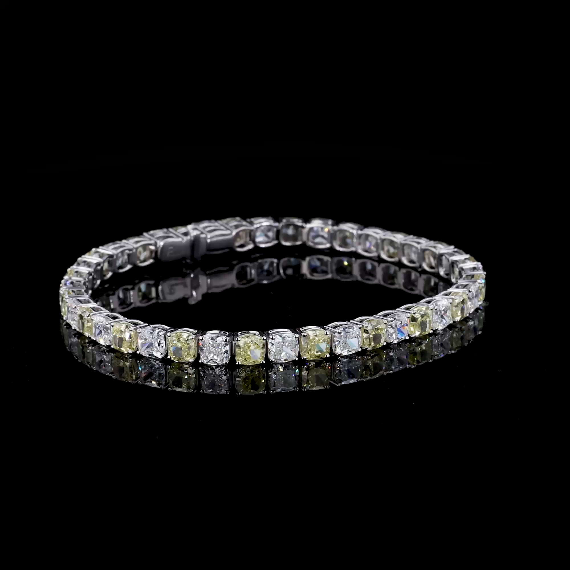 Cushion Cut 11.30ct Fancy Yellow Diamond Bracelet in 18ct White Gold