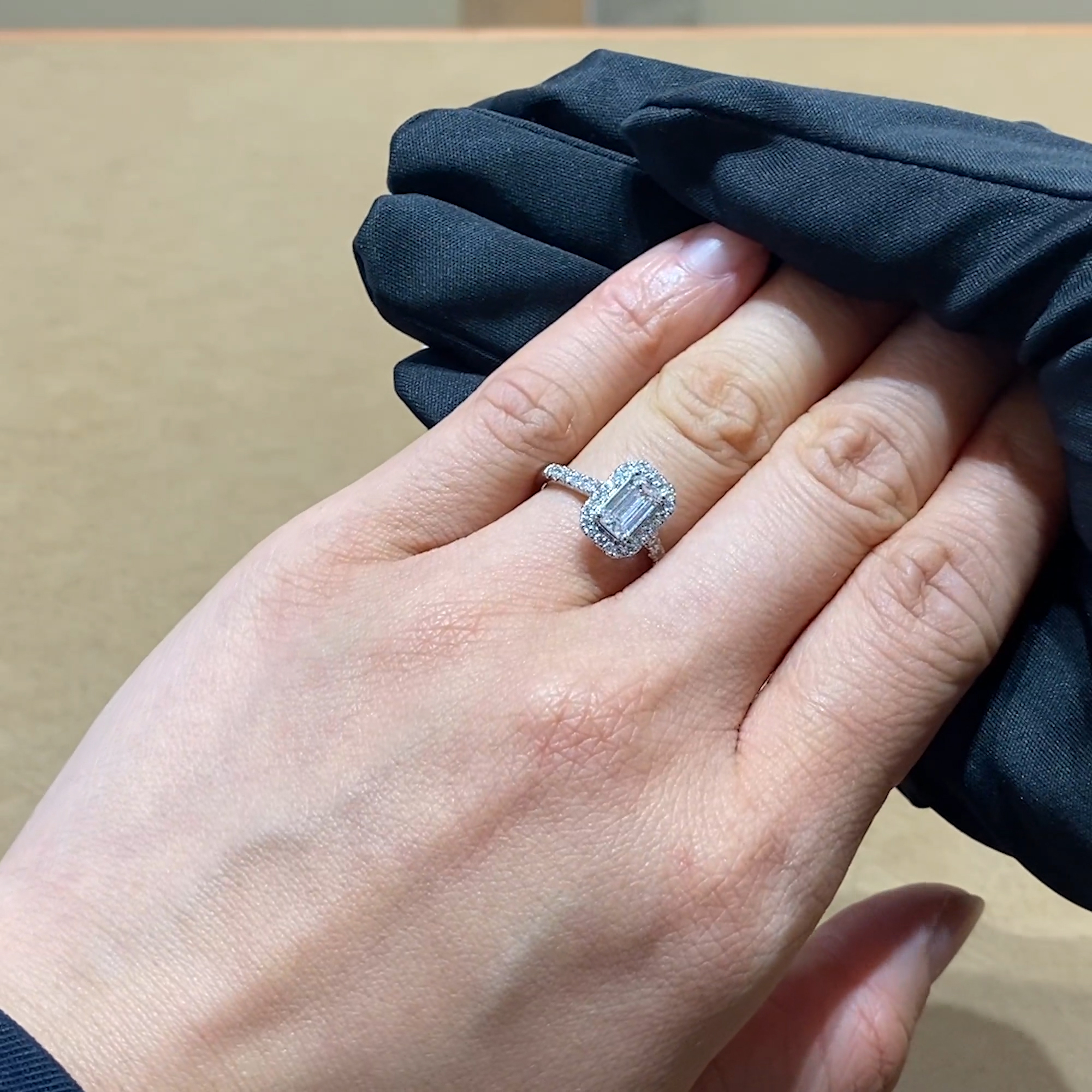 Celestial Emerald Cut Diamond Cluster Ring