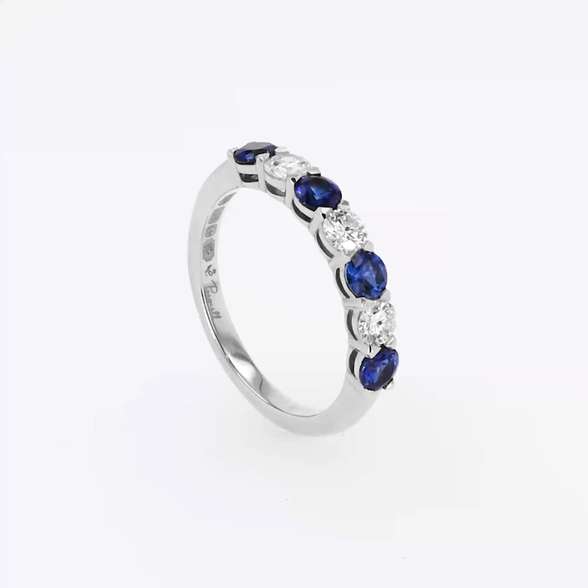 Seven Stone Sapphire and Diamond Ring 1.23ct in Platinum