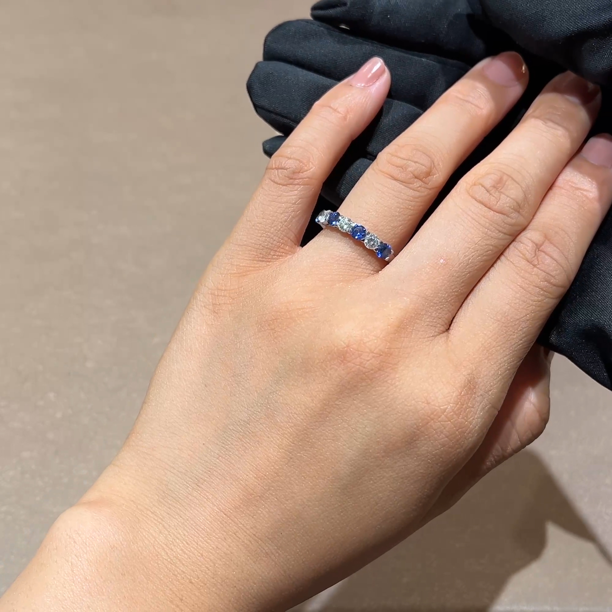 Seven Stone Sapphire and Diamond Ring 1.23ct in Platinum