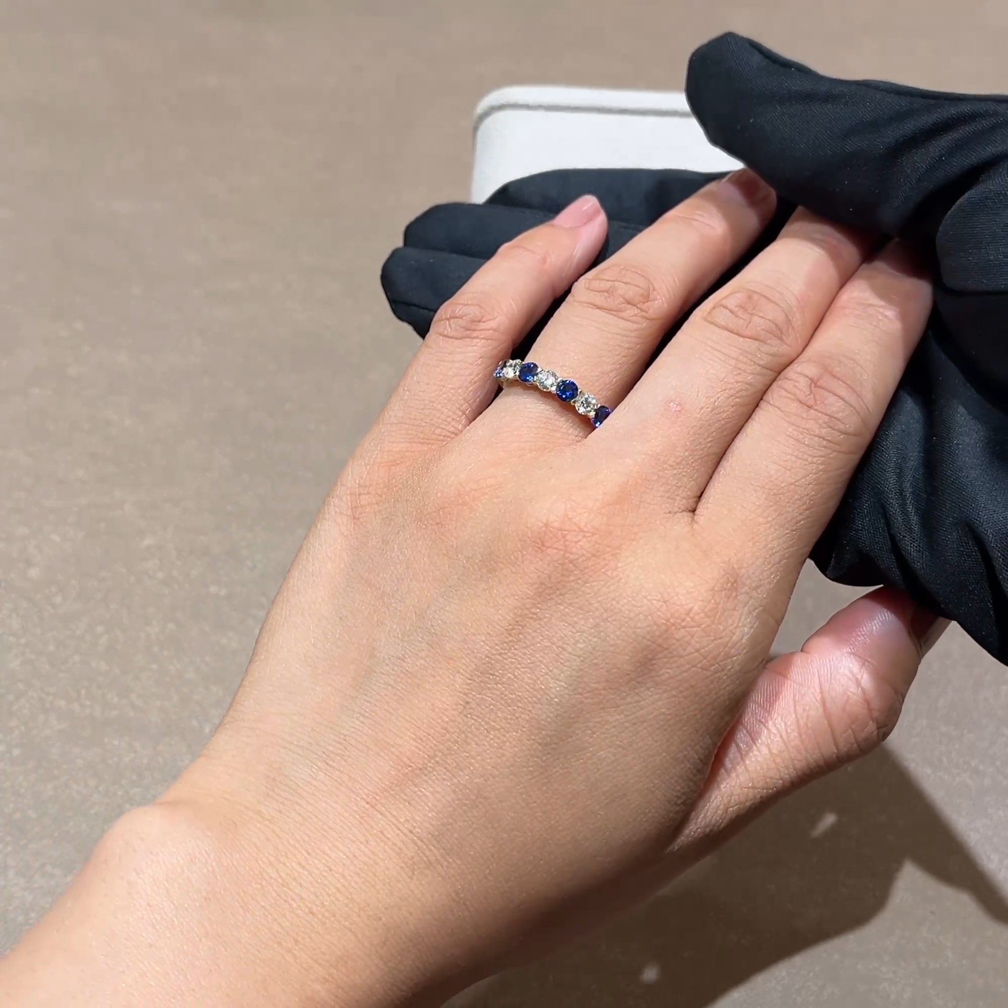 Seven Stone Sapphire and Diamond Ring 1.25ct in 18ct Yellow Gold