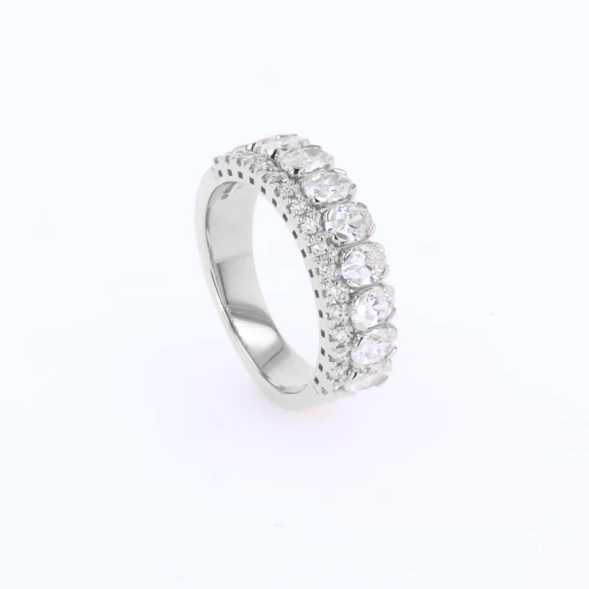 Oval Cut 1.32ct Diamond Half Eternity Ring in 18ct White Gold