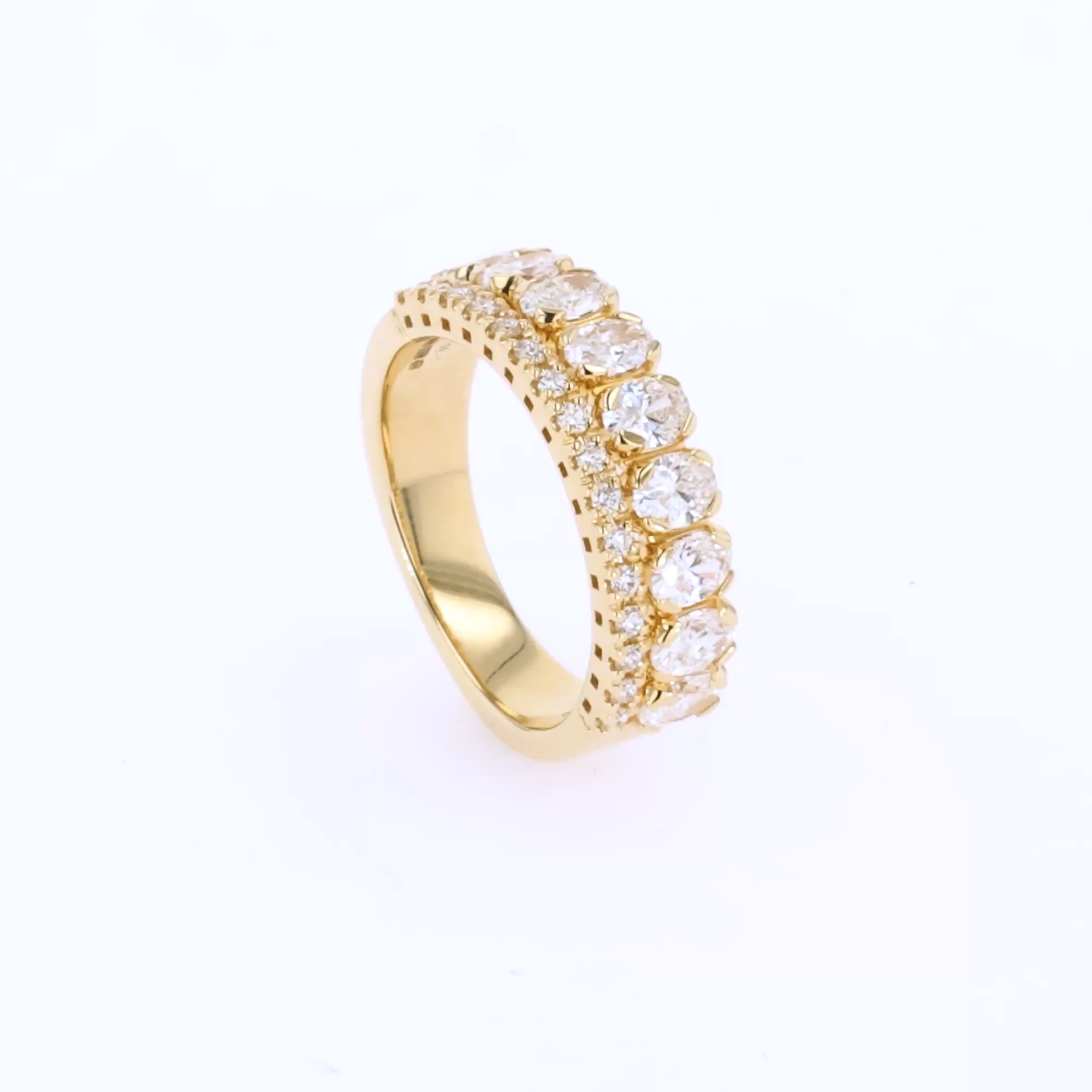 Oval Cut 1.35ct Diamond Half Eternity Ring in 18ct Yellow Gold