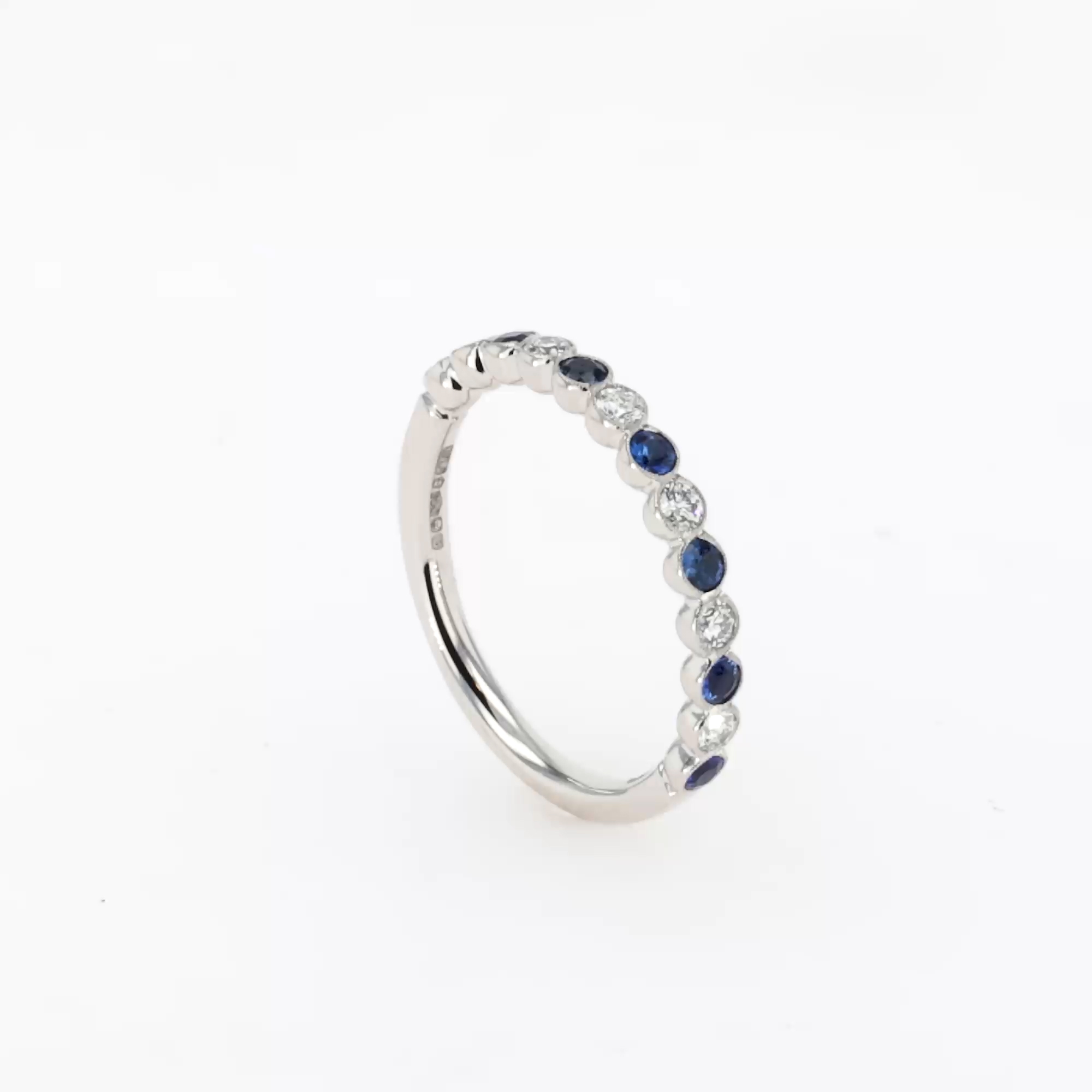 Brilliant Cut 0.35ct Sapphire and Diamond Half Eternity Ring in Platinum