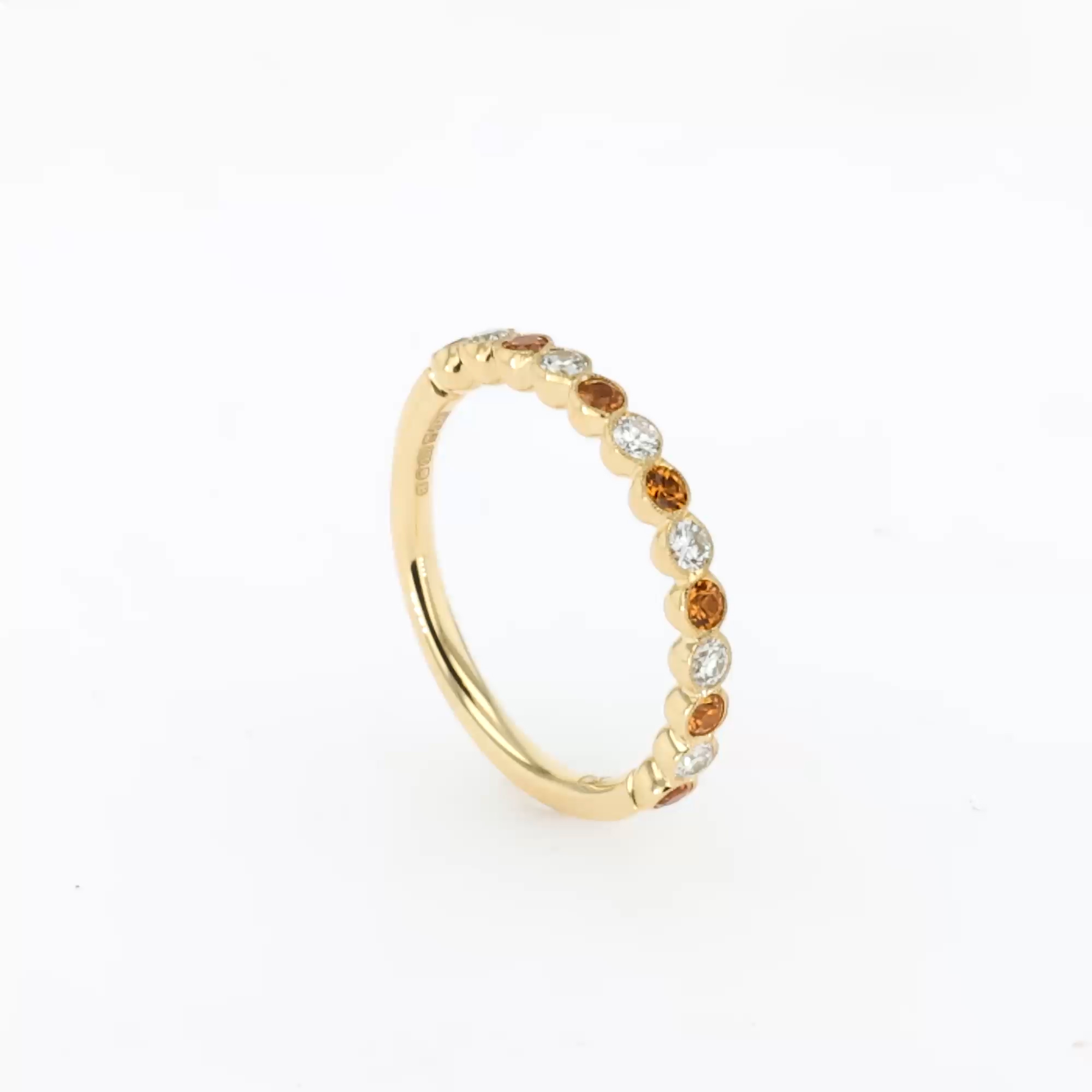 Brilliant Cut 0.31ct Garnet and Diamond Half Eternity Ring in 18ct Yellow Gold