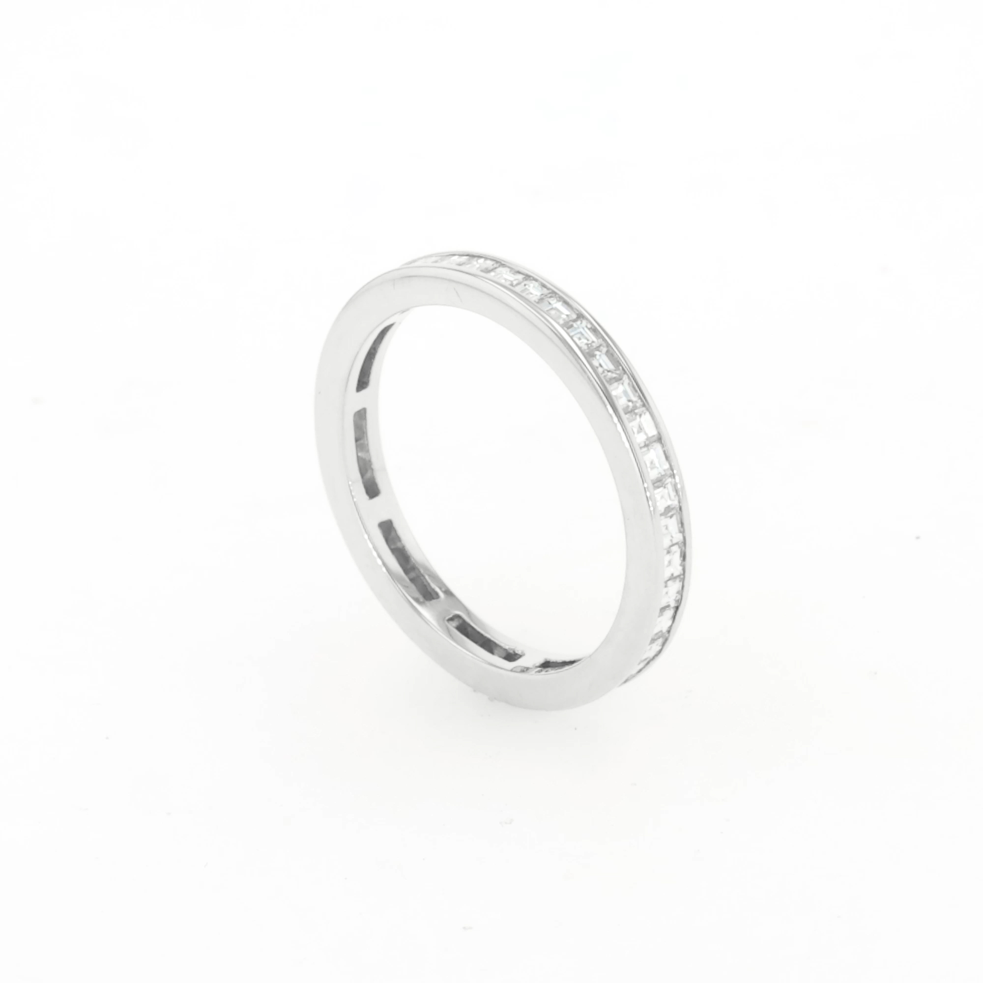 Carré Cut 0.88ct Diamond Half Eternity Ring in Platinum