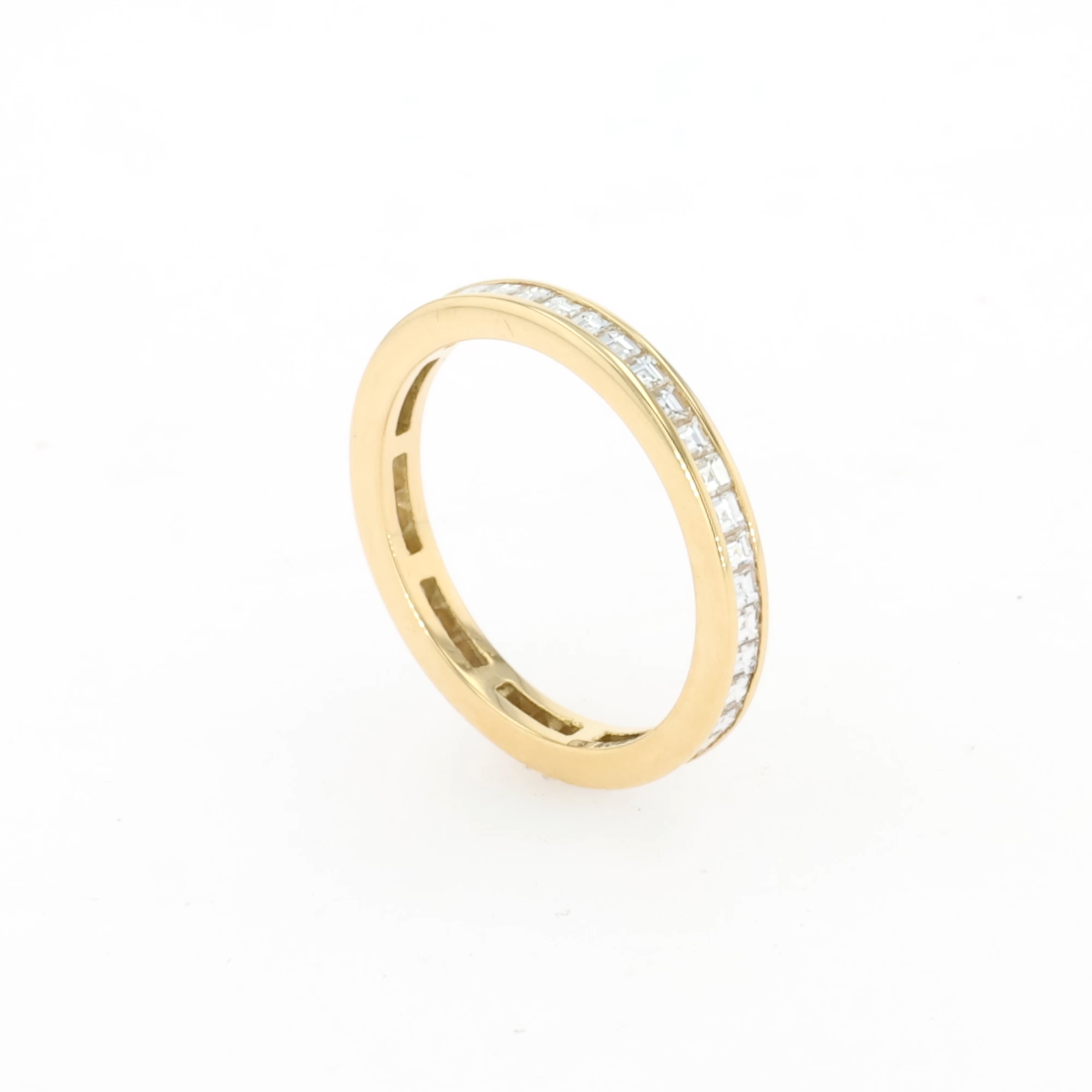 Carré Cut 0.88ct Diamond Half Eternity Ring in 18ct Yellow Gold