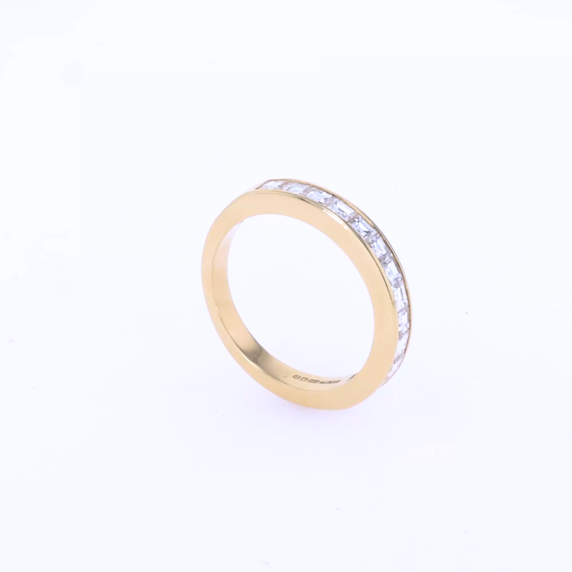 Carré Cut 1.07ct Diamond Half Eternity Ring in 18ct Yellow Gold