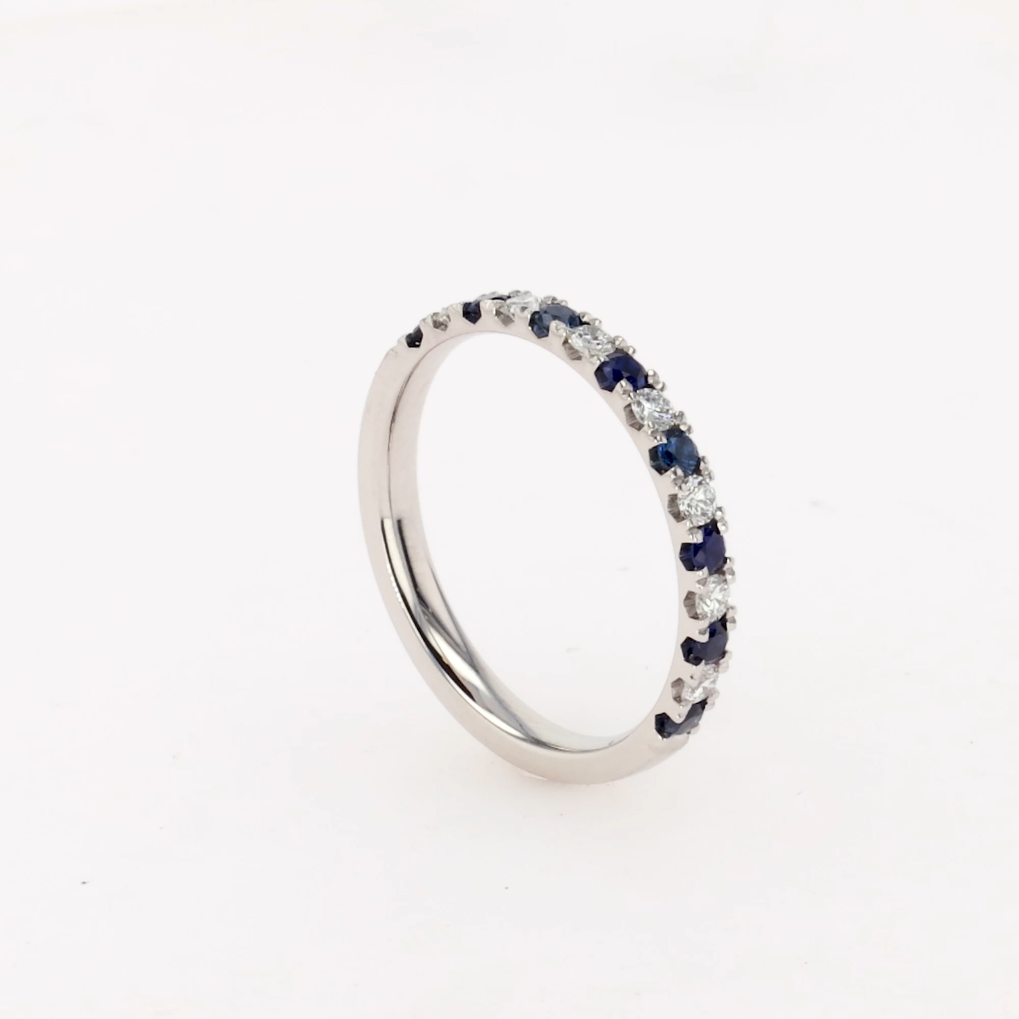 Brilliant Cut Sapphire and Diamond Half Eternity Ring in Platinum
