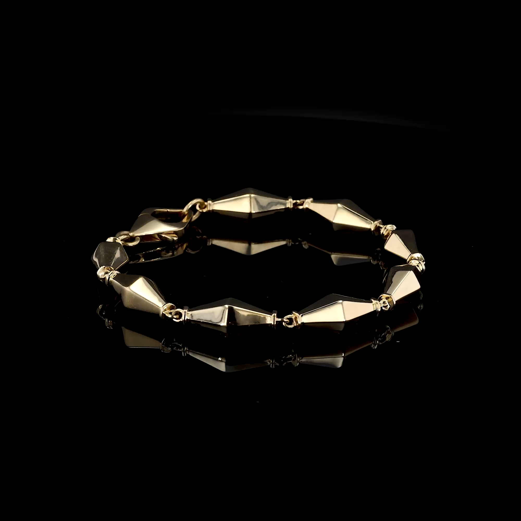 Cleopatra Gold Faceted Barrel Link Bracelet in 18ct Yellow Gold