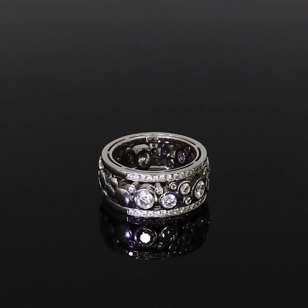 Bubbles Band Diamond Ring 1.52ct in 18ct White Gold Brilliant Cut
