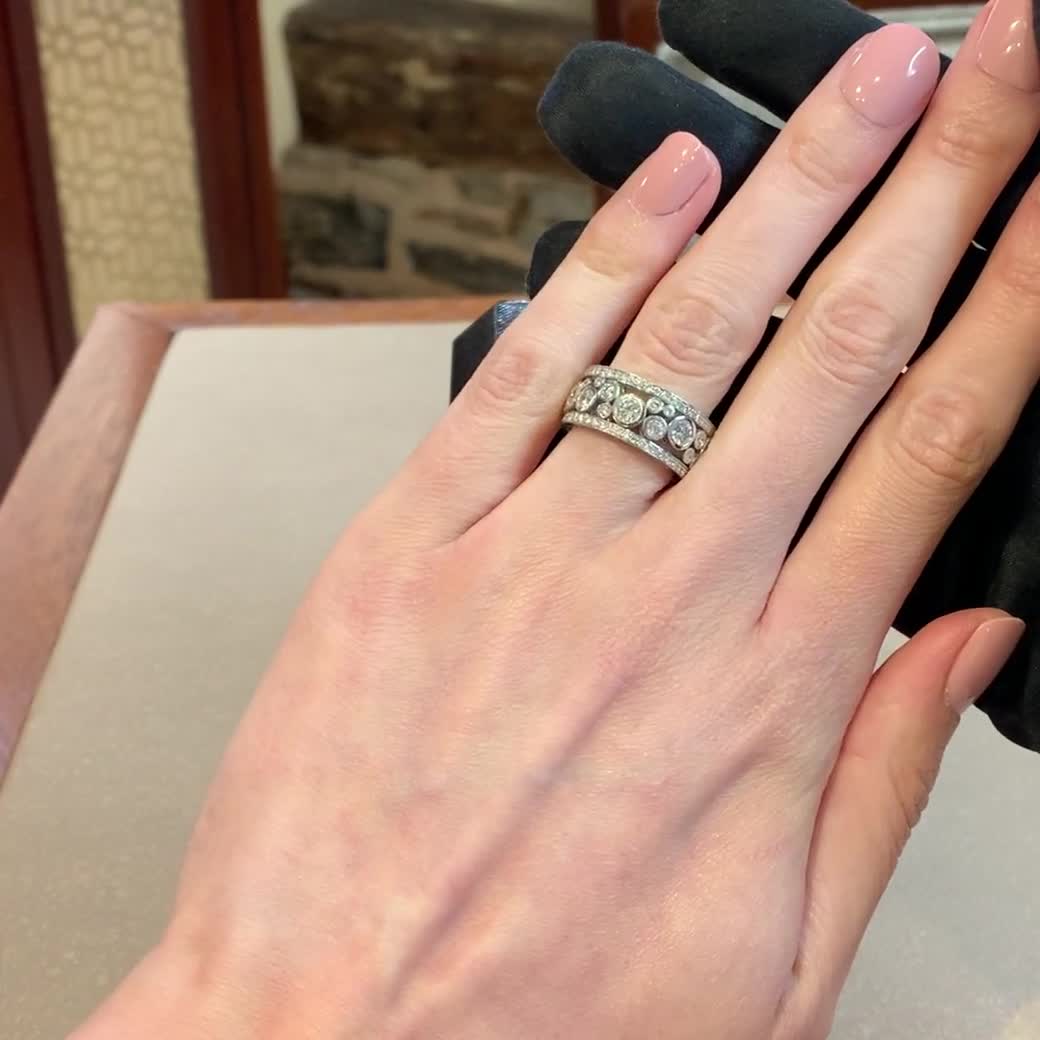 Bubbles Band Diamond Ring 1.52ct in 18ct White Gold Brilliant Cut