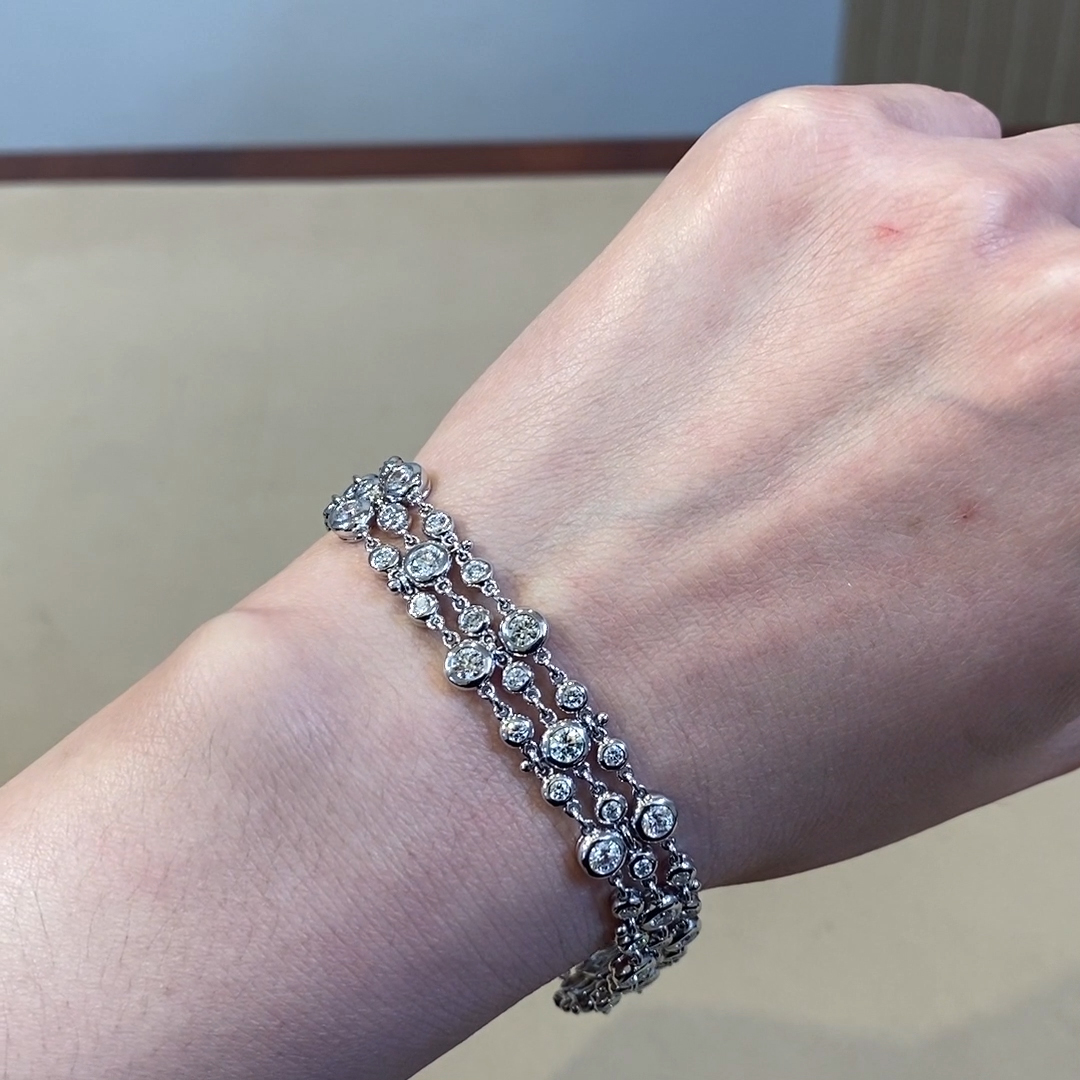 Bubbles Diamond Three-Row Bracelet 5.37ct in 18ct White Gold