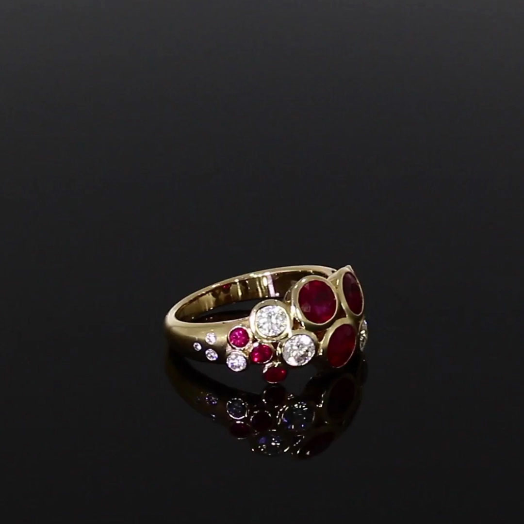 Bubbles Ruby and Diamond Dress Ring 2.77ct in 18ct Rose Gold