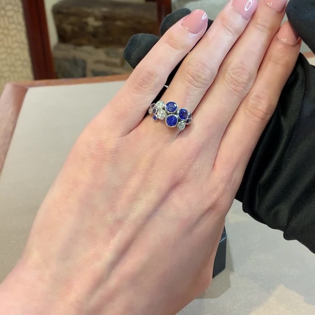 Bubbles Blue Sapphire and Diamond Dress Ring 2.62ct in 18ct White Gold