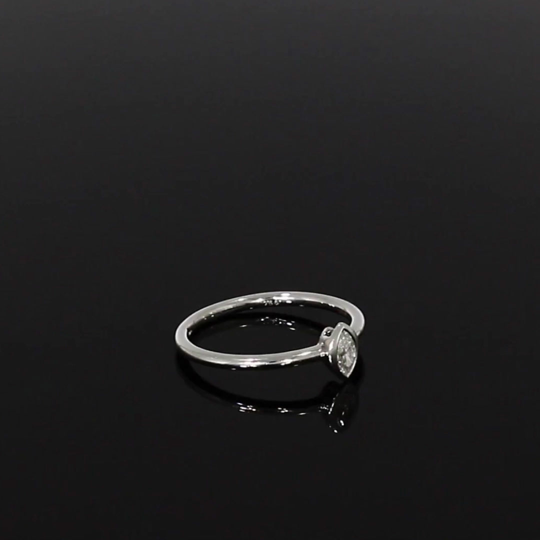 Skinny B Marquise Cut Diamond Ring 0.17ct in White Gold