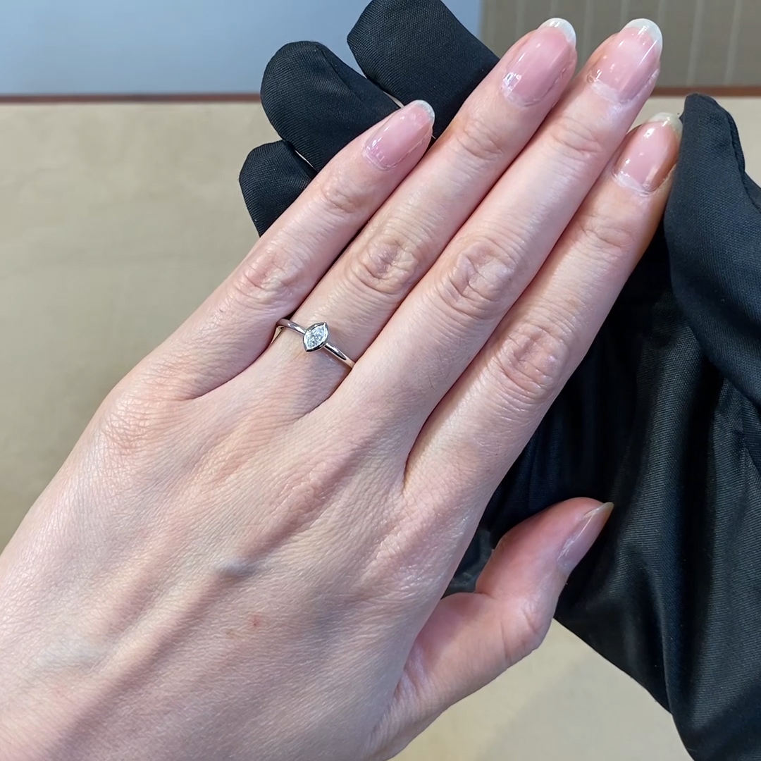 Skinny B Marquise Cut Diamond Ring 0.17ct in White Gold