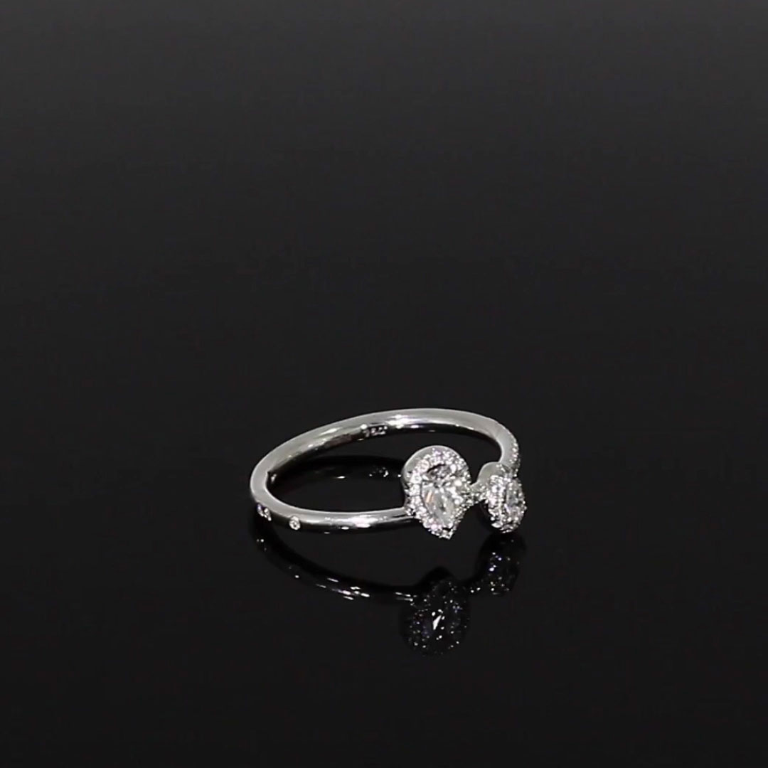 Skinny B Pear Shaped Diamond Ring 0.38ct in White Gold