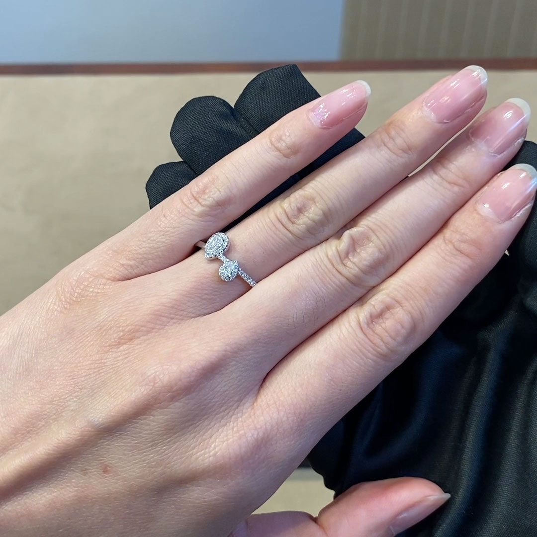 Skinny B Pear Shaped Diamond Ring 0.38ct in White Gold