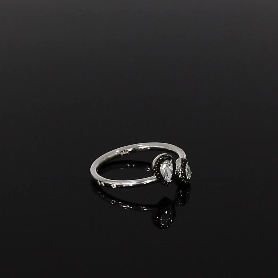 Skinny B Pear Shaped Diamond Ring 0.40ct in White Gold