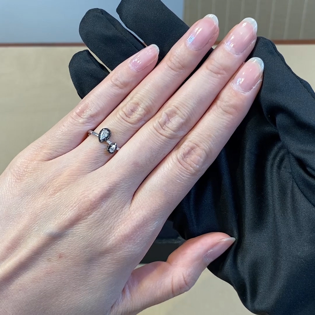 Skinny B Pear Shaped Diamond Ring 0.40ct in White Gold