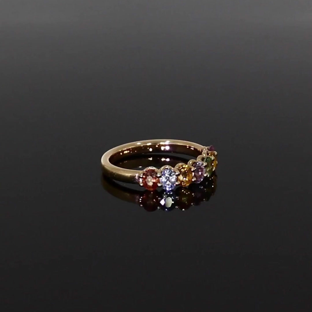 Rainbow Fancy Sapphire Cocktail Ring 1.35ct in 18ct Rose Gold