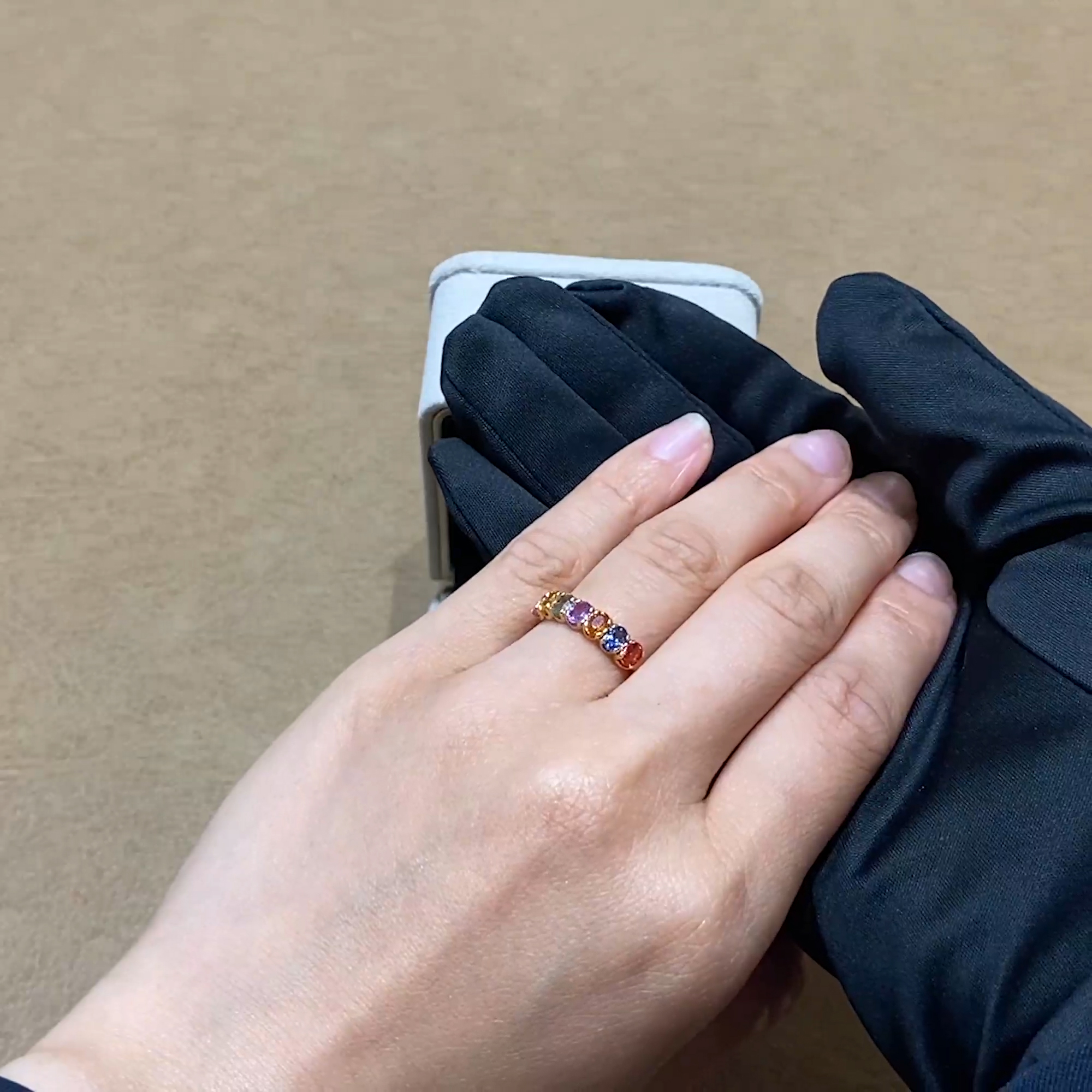 Rainbow Fancy Sapphire Cocktail Ring 1.35ct in 18ct Rose Gold